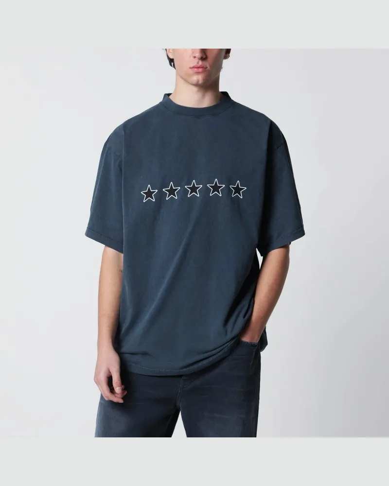 Balenciaga Oversize T-Shirt in gewaschenem Navyblau Blau