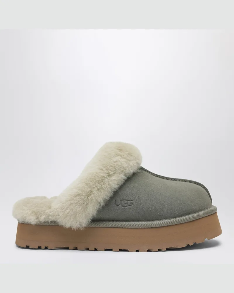 UGG Disquette Moosgrüne Slipper aus Leder Green