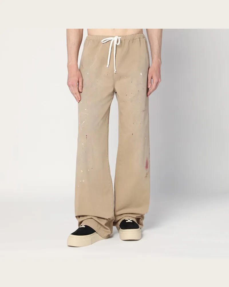 Maison Margiela Weite beigefarbene Hose mit Pinselstrichen Beige