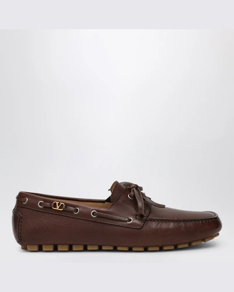 Valentino Garavani Braune Leder-Mokassin-Fahrer Fantaway Braun