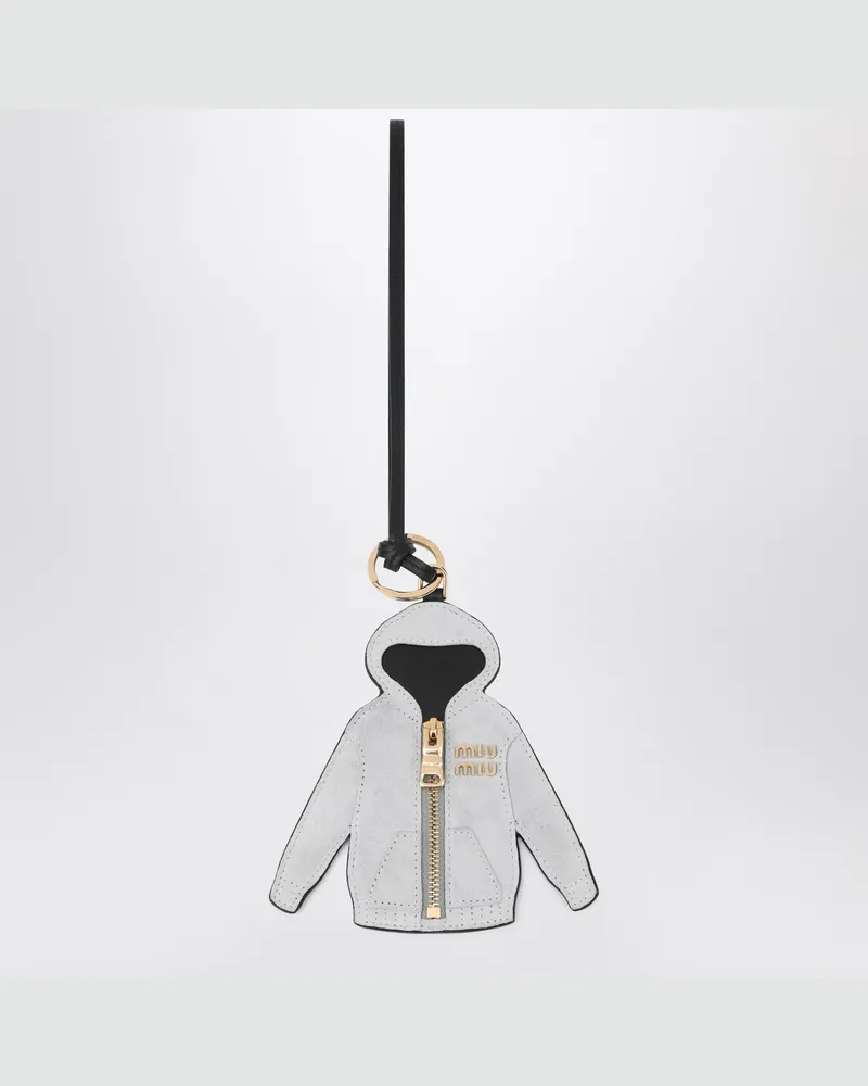 Miu Miu Leder-Schlüsselanhänger-Trick White