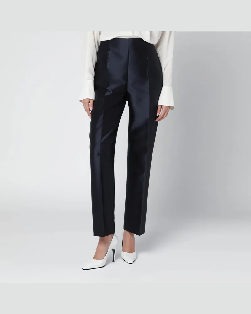 Alberta Ferretti Blaue Hose aus Seidensatin-Mix Blau