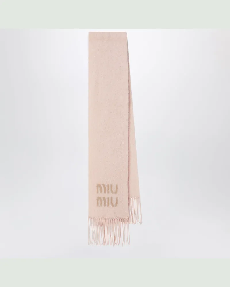 Miu Miu Hellrosa Schal aus Mohairmischung mit Logo Pink