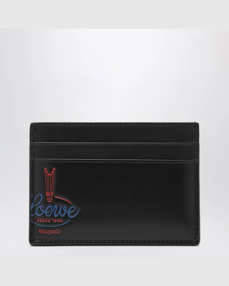 Loewe Kartenetui aus schwarzem glänzendem Kalbsleder Black