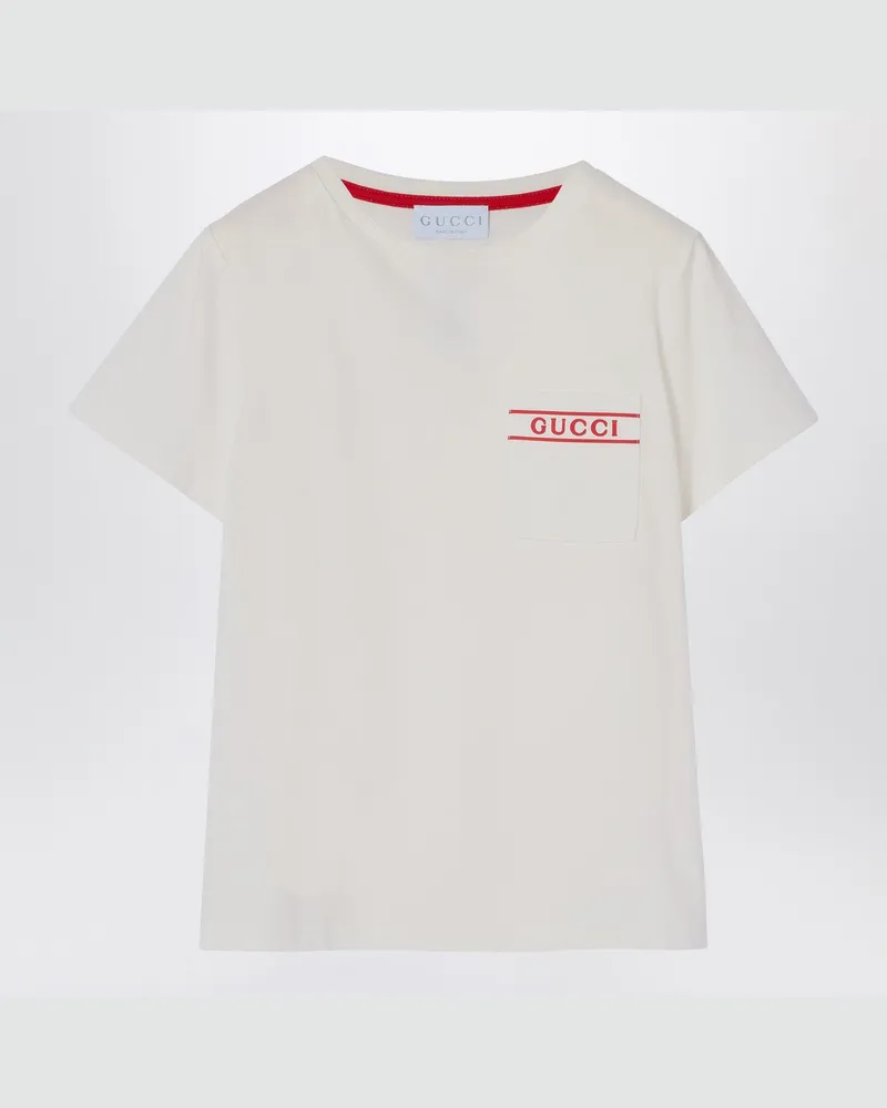 Gucci Weißes Baumwoll-T-Shirt mit Logo White