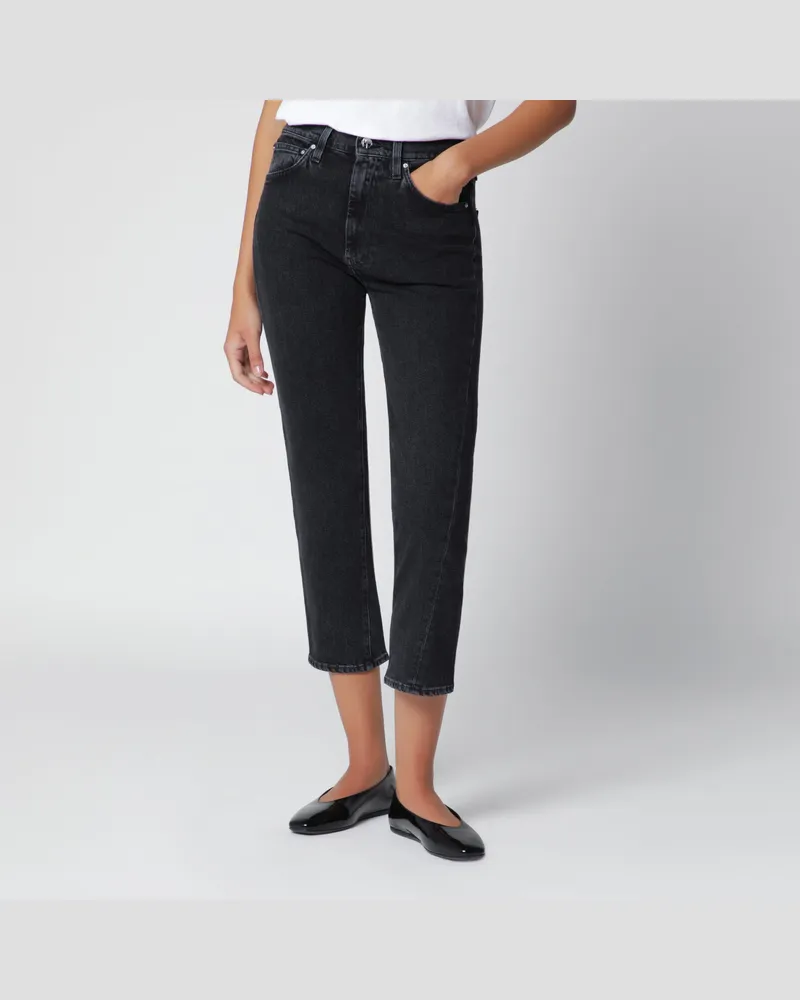 Totême Dunkelgraue knöchellange Jeans mit Washed-Effekt Grey