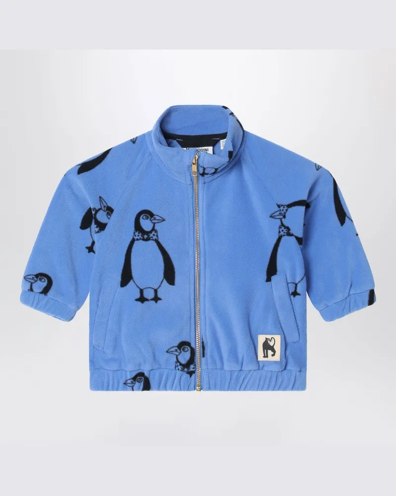 Mini Rodini Blaues Sweatshirt mit Reißverschluss und Pinguinen Blau