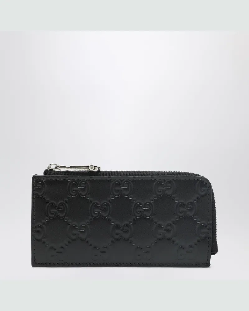 Gucci Black GG Emblem zip card holder Black