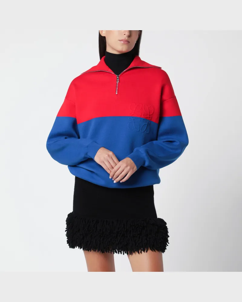 Loewe Zweifarbiges rotes und blaues Baumwoll-Sweatshirt Red