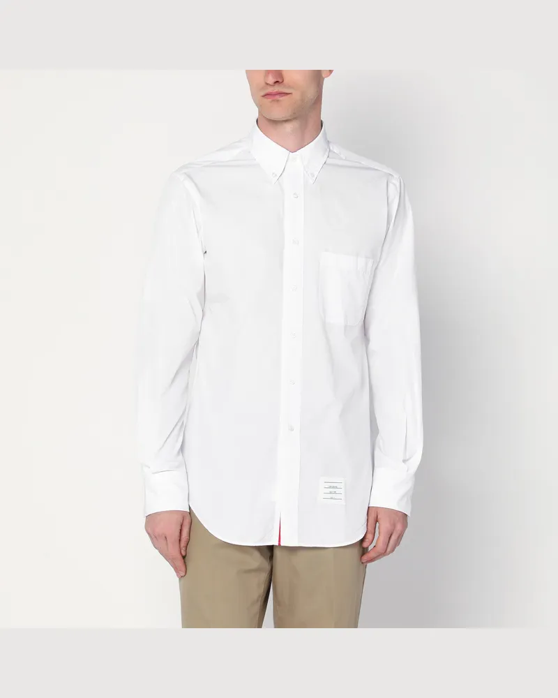 Thom Browne Weißes Button-Down-Hemd aus Baumwolle 