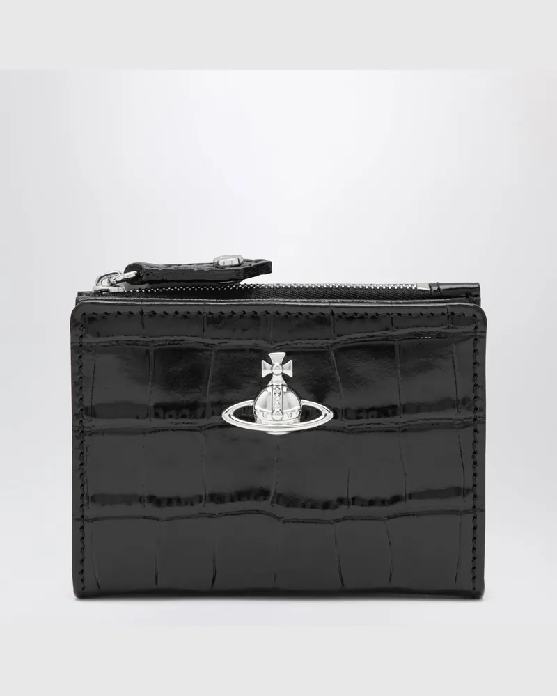 Vivienne Westwood Kartenetui Slim Flap aus Kalbsleder in Schwarz Black