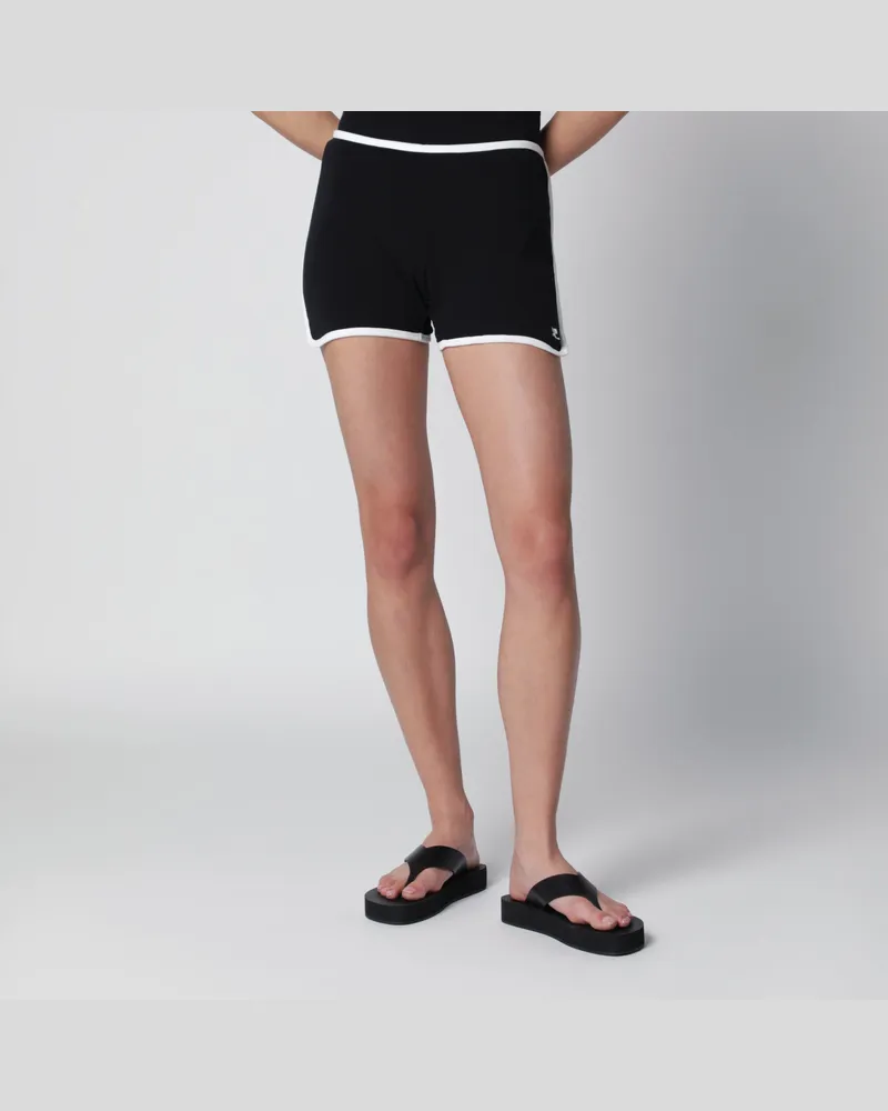 Courrèges Schwarze Mini-Shorts aus Baumwolljersey mit Kontrast Black