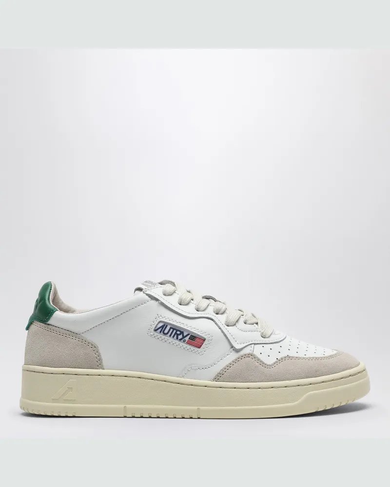 AUTRY Medalist Sneakers aus weiß/grünem Leder und Wildleder White
