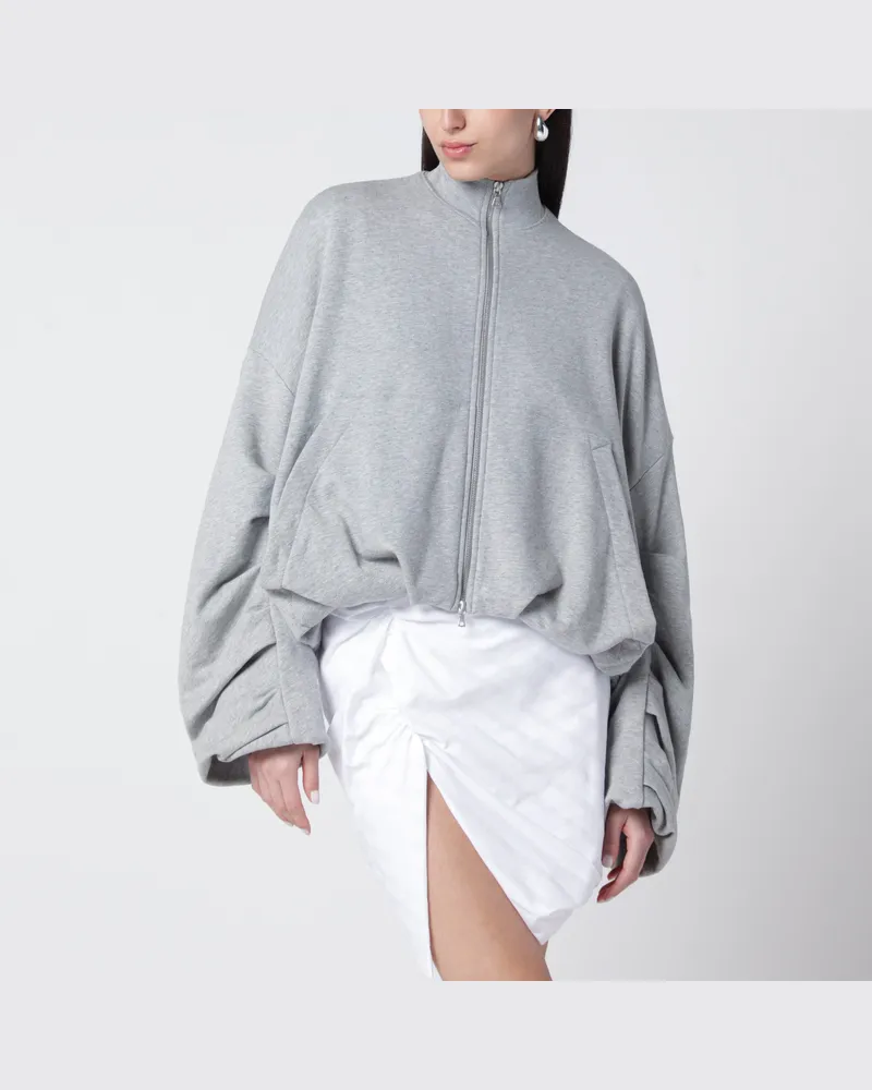 Dries van Noten Graues Oversize-Sweatshirt Aus Baumwolle Mit Drapierung 