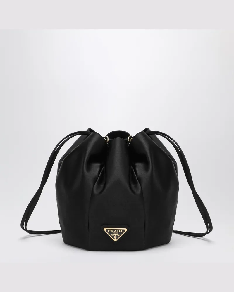 Prada Mini-Bucket-Bag aus schwarzem Satin Black