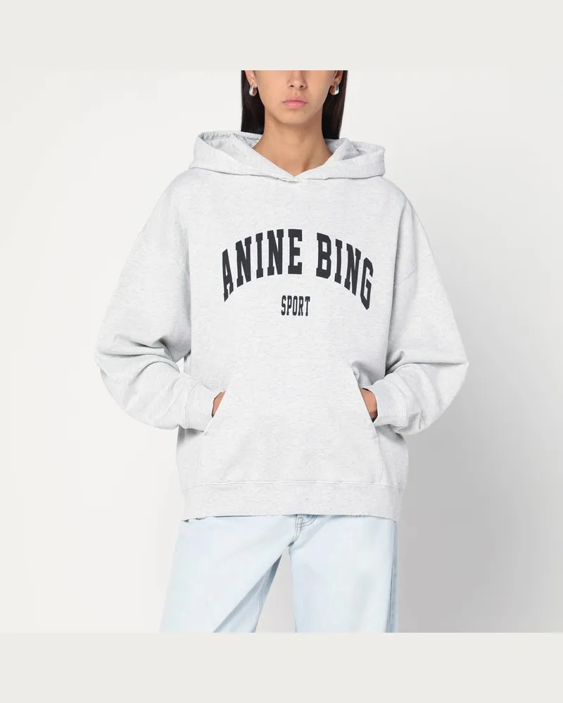 Anine Bing Hellgraues Kapuzen-Sweatshirt Grau