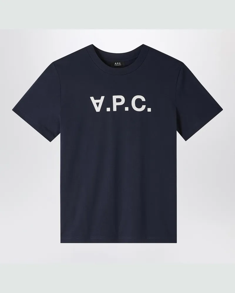A.P.C. Blaues T-Shirt mit Rundhalsausschnitt und Logo 