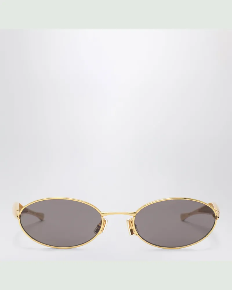 Bottega Veneta Ovale Sardine-Sonnenbrille aus Metall in Gold/Grau Metal