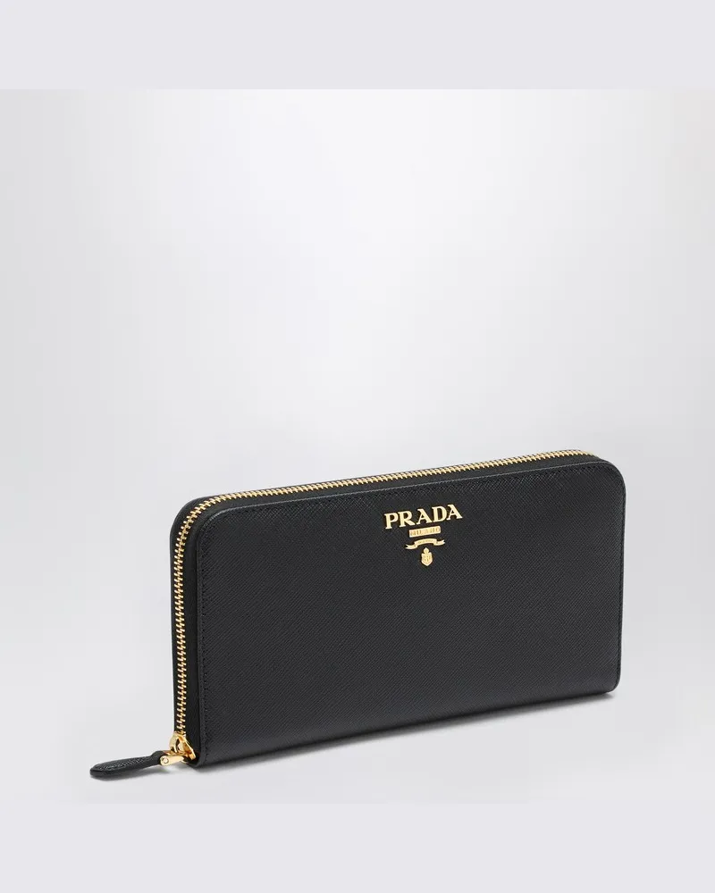 Prada Große schwarze Brieftasche aus Saffiano Schwarz