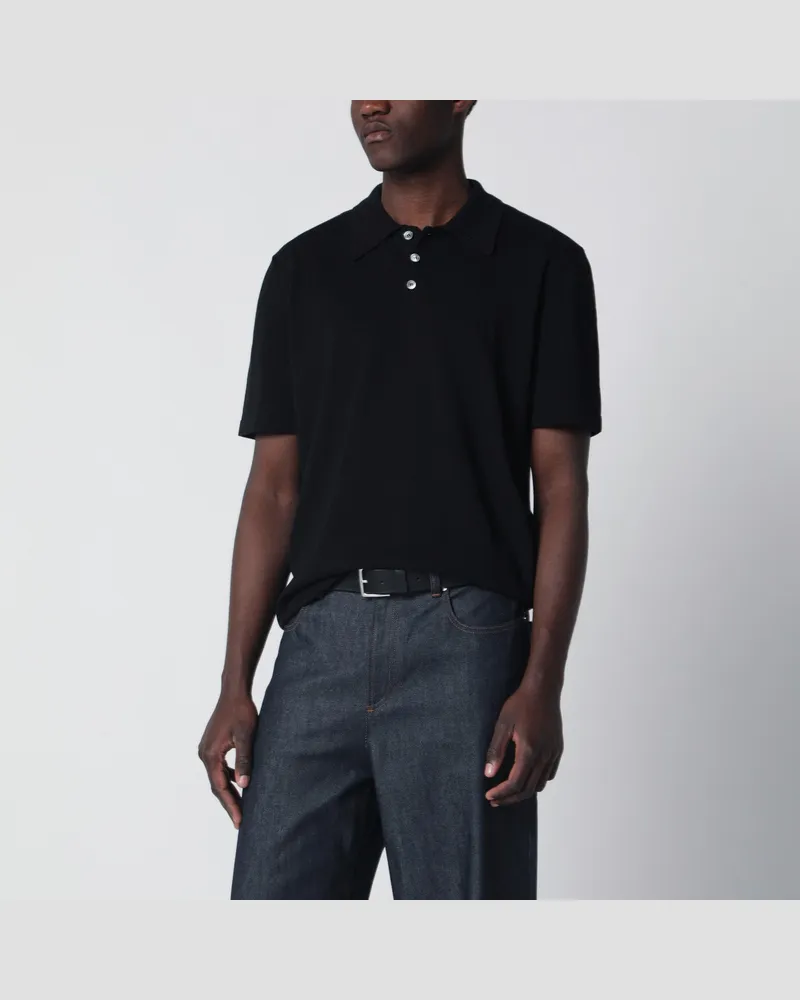 A.P.C. Schwarzes Poloshirt aus Baumwollstrick Black