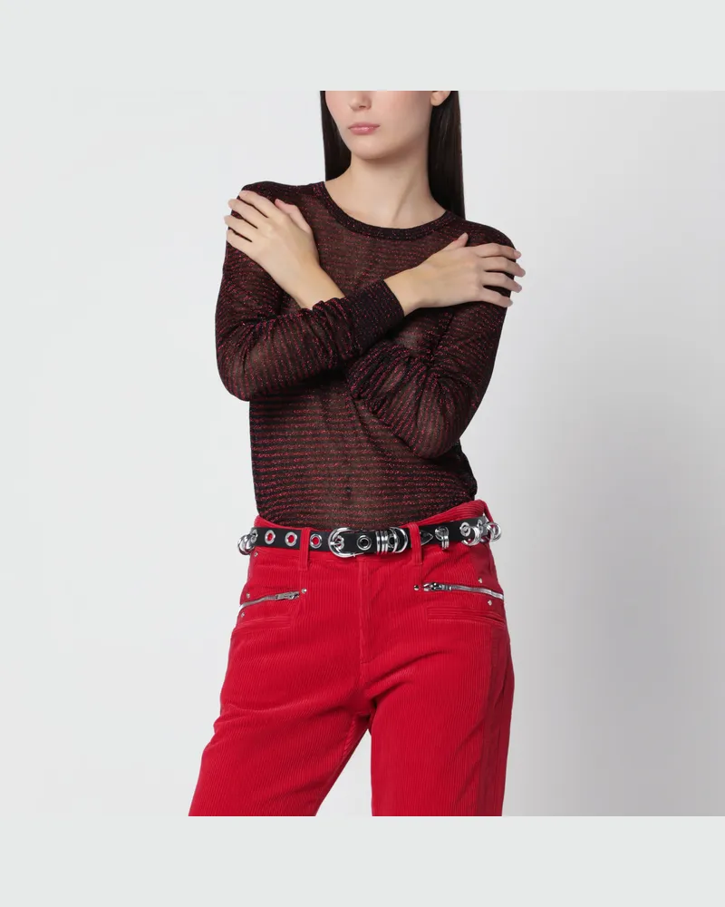 Isabel Marant Cenaya Pullover aus Cupro in Schwarz und Rot Multicolor