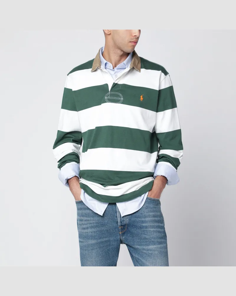 Ralph Lauren Grün/creme gestreiftes Classic Fit Poloshirt Green
