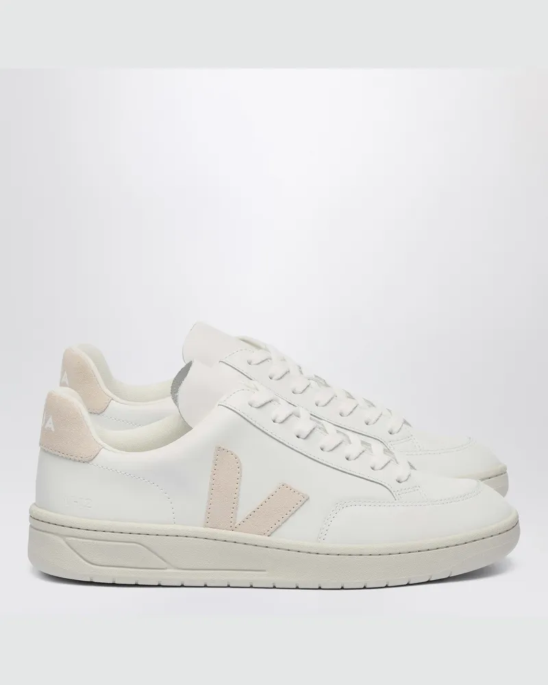 VEJA Sneakers V-12 aus weißem und rosafarbenem Leder White