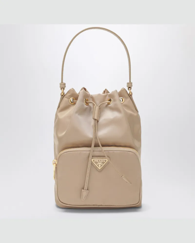 Prada Duet Bucket Bag aus Re-Nylon in Beige 