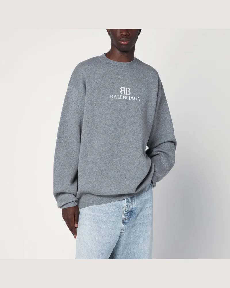 Balenciaga Grauer Baumwollpullover mit Logo Grau