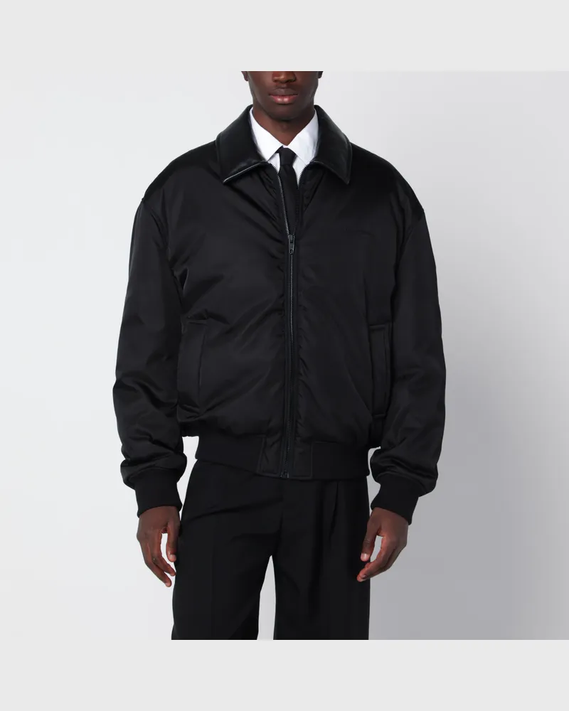 Balenciaga Schwarze Bomberjacke aus Baumwollmischung mit Reißverschluss Black