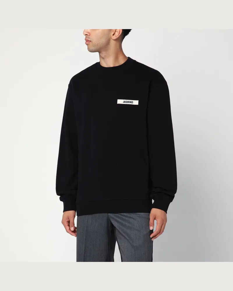 Jacquemus Schwarzes Sweatshirt mit Rundhalsausschnitt aus Baumwolle Schwarz