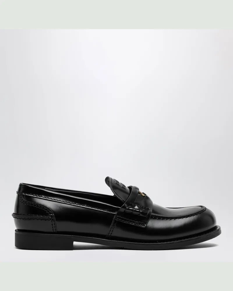 Miu Miu Schwarze Loafer aus gebürstetem Leder Black