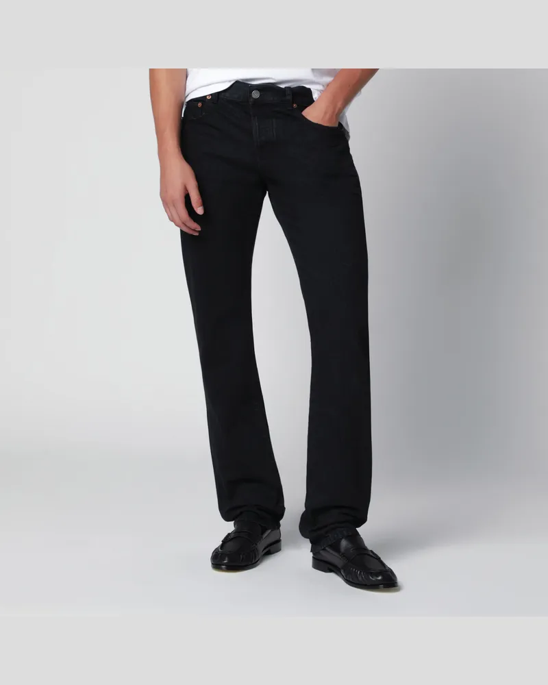 Saint Laurent Schwarze Straight-Leg-Jeans aus Baumwolle Black