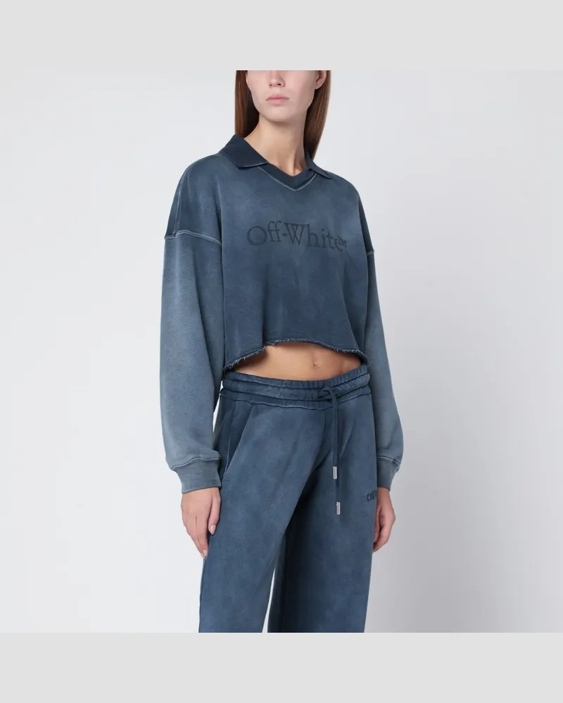 OFF-WHITE Kurzes blaues Sweatshirt im Used-Look Hellblau