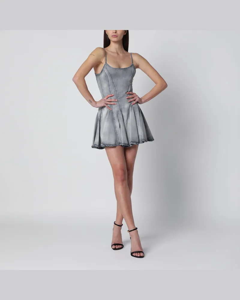 Diesel Graues Skeleton Denim Minikleid von Black