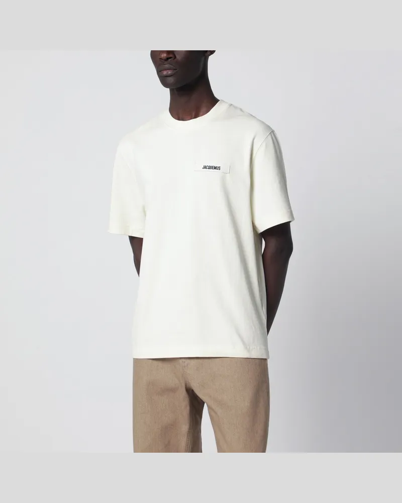 Jacquemus Beiges T-Shirt mit Grosgrain-Logo 