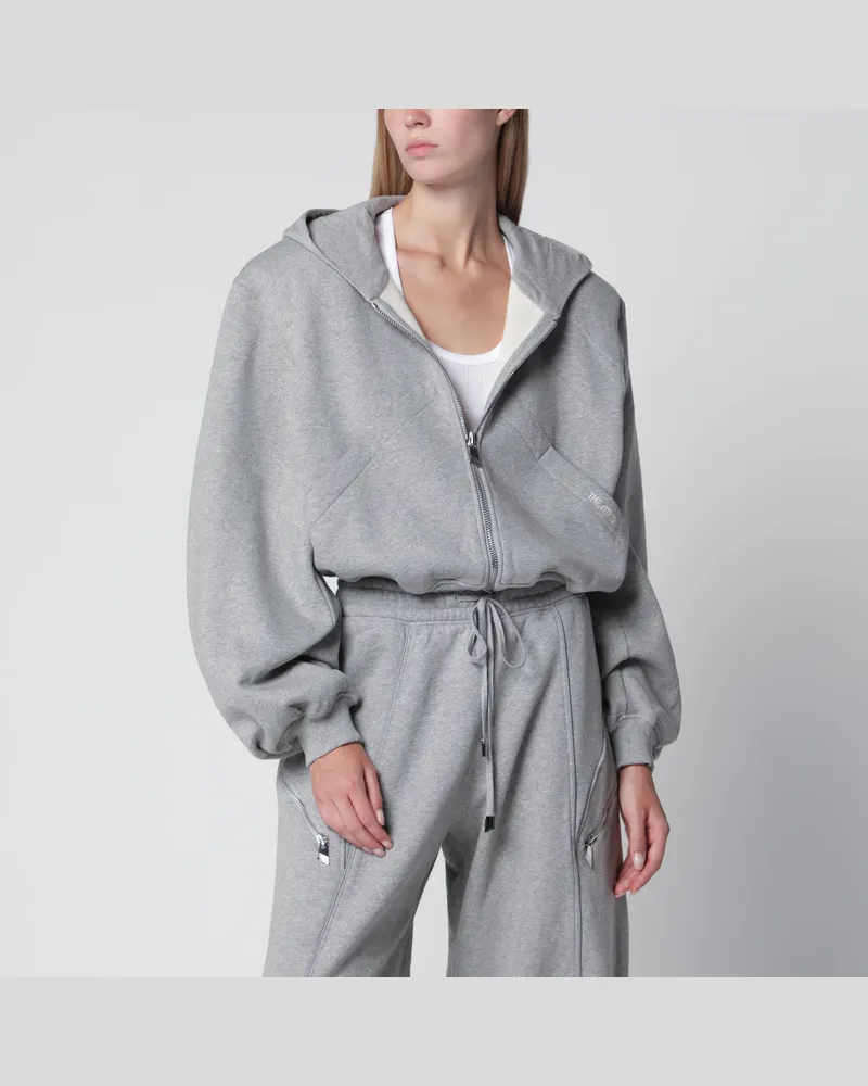 ATTICO Kapuzen-Sweatjacke aus Baumwolle in Melange-Grau Grey