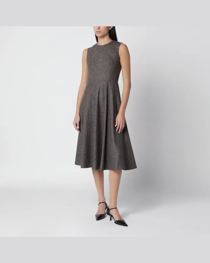 Tagliatore Vichy Midikleid aus Woll-Seiden-Mischung Brown