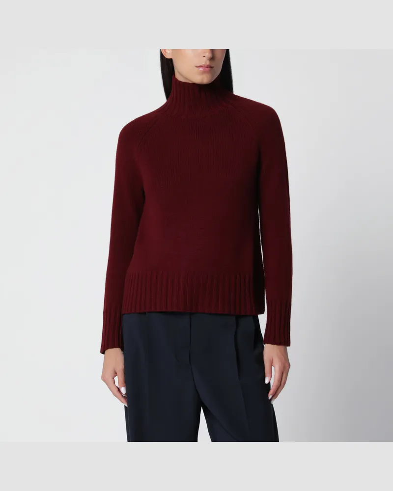 Max Mara Rollkragenpullover Bordeaux aus Wolle und Kaschmir Burgundy