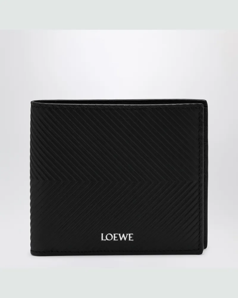 Loewe Bifold Geldbörse aus strukturiertem schwarzem Kalbsleder Black