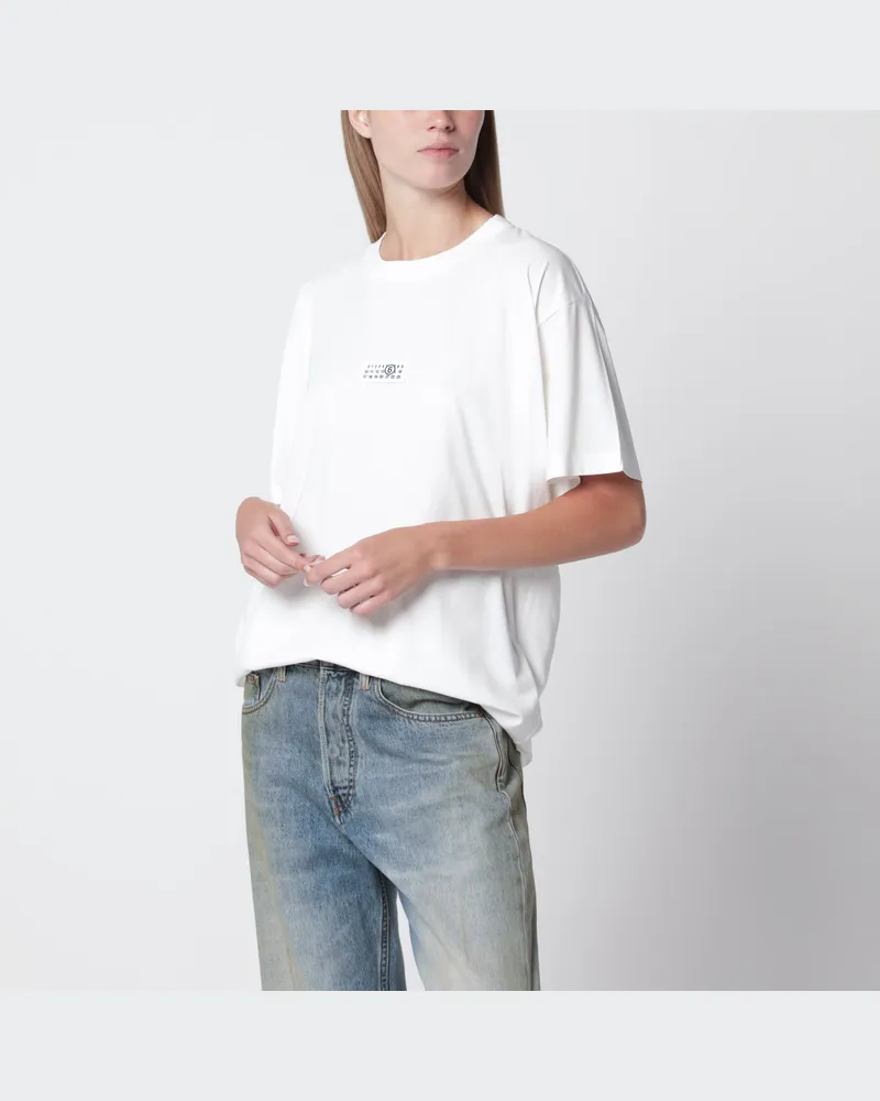 Maison Margiela Weißes T-Shirt aus Baumwolljersey mit Logo-Patch White