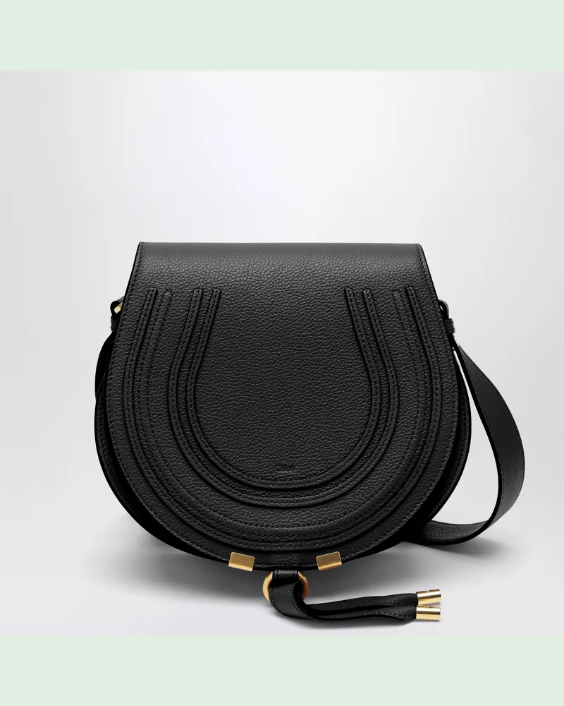 Chloé Saddle Marcie Tasche in Schwarz aus genarbtem Leder Blue