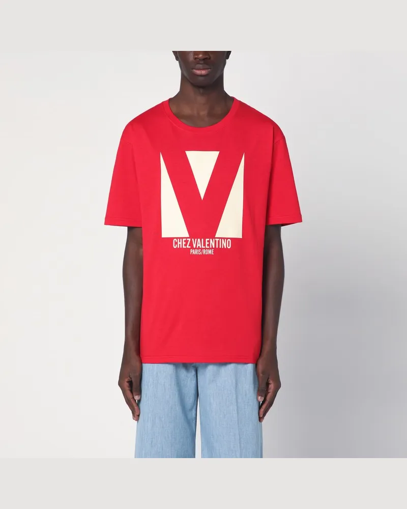 Valentino Garavani Rotes T-Shirt mit Chez -Print Rot