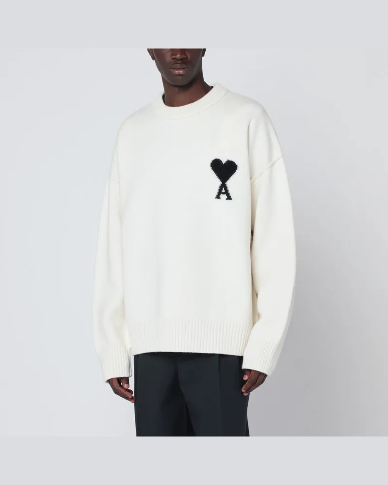 AMI Paris Weißer Ami De Coeur Pullover Weiß