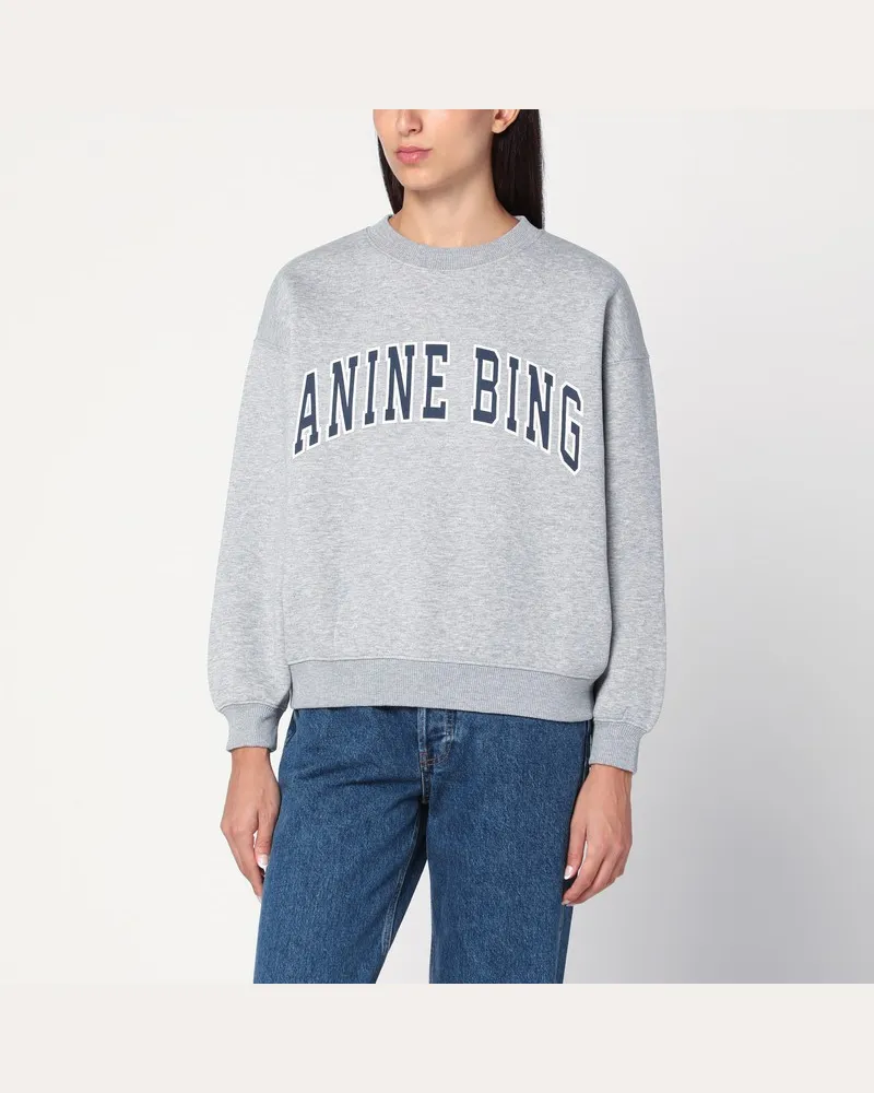 Anine Bing Graues Sweatshirt mit Rundhalsausschnitt und Logo Grau