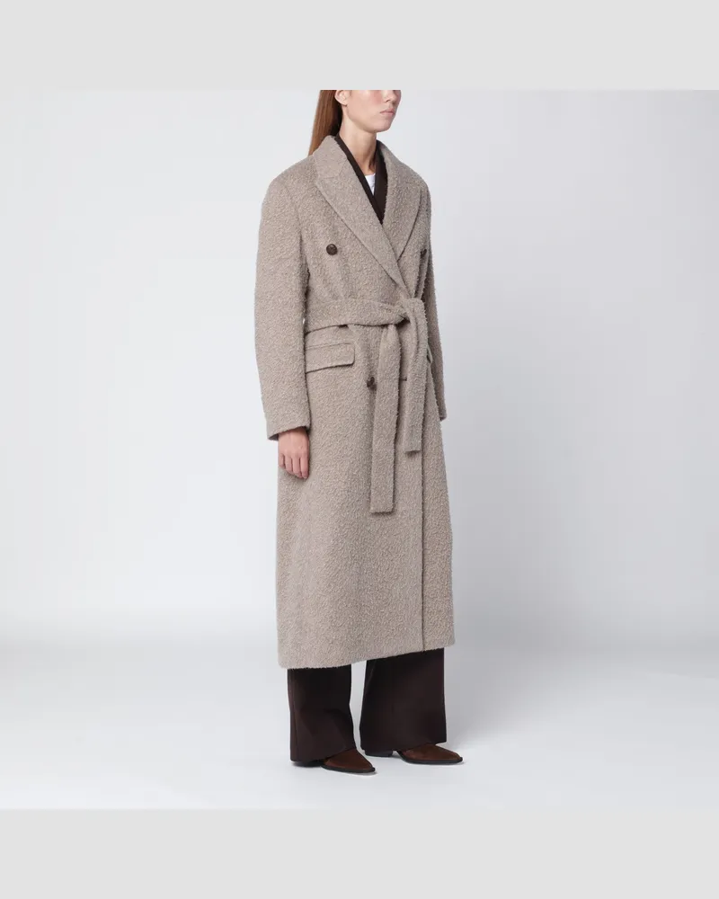 Golden Goose Greige Wollmix-Mantel mit Gürtel Grey