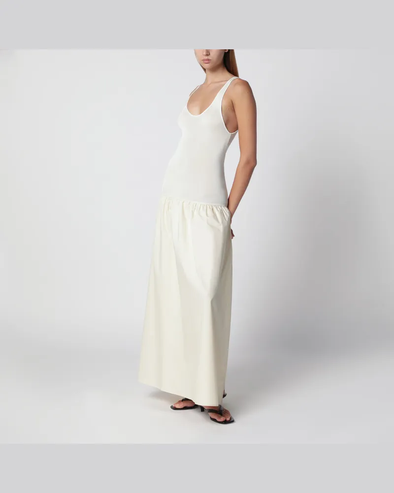 FRANKIE Shop Iliya Maxikleid aus cremefarbener Viskose und Baumwolle Beige