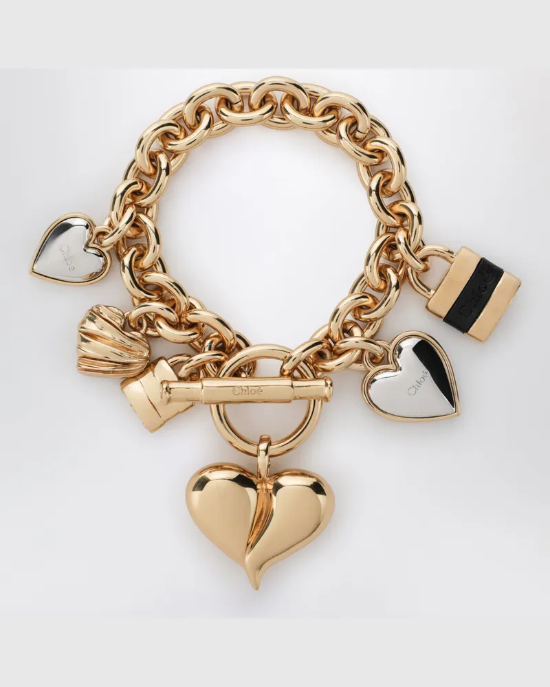 Chloé Paddington Kettenarmband aus Messing in Gold/Schwarz Metal