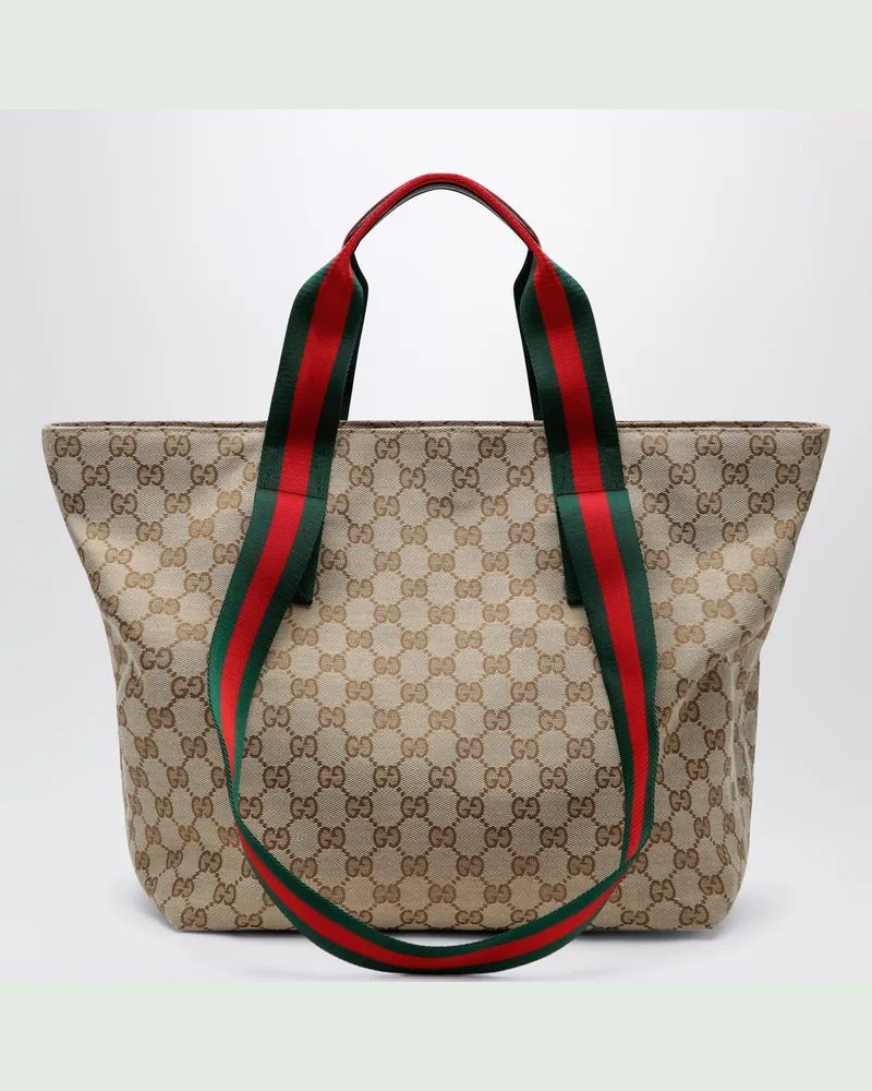 Gucci Shopping-Tasche in kleiner Größe aus GG-Gewebe in Sandbeige Beige