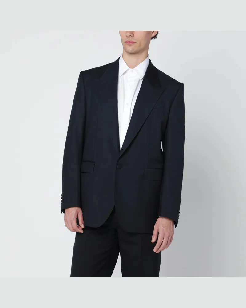 Dolce & Gabbana Dunkelblaue einreihige Wolljacke 